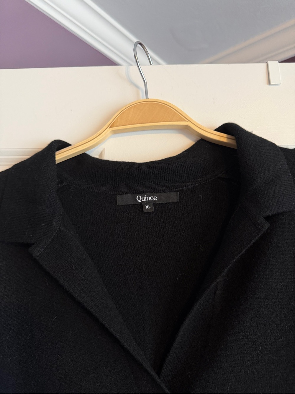 Quince Mongolian Cashmere Polo Sweater Black V-Neck - Picture 3 of 5